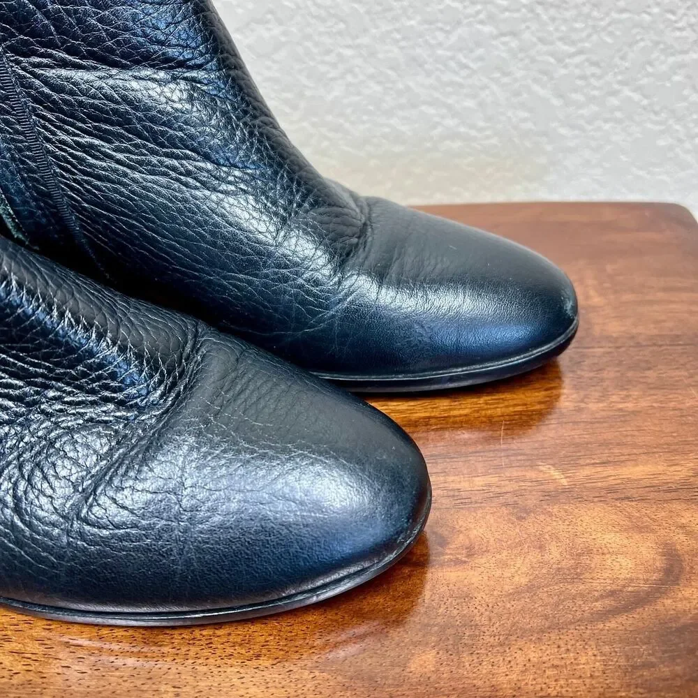 Sam Edelman Petty Ankle Booties black stacked heel round toe side zip size 7.5M